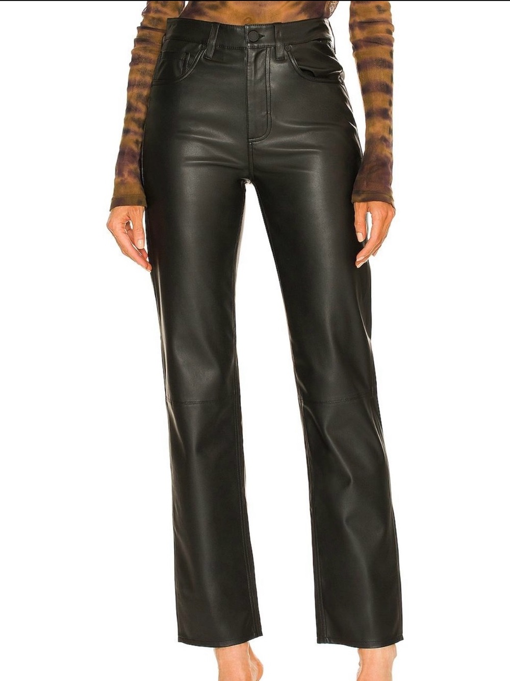 AG Black Vegan Leather Cropped Pants Size 24